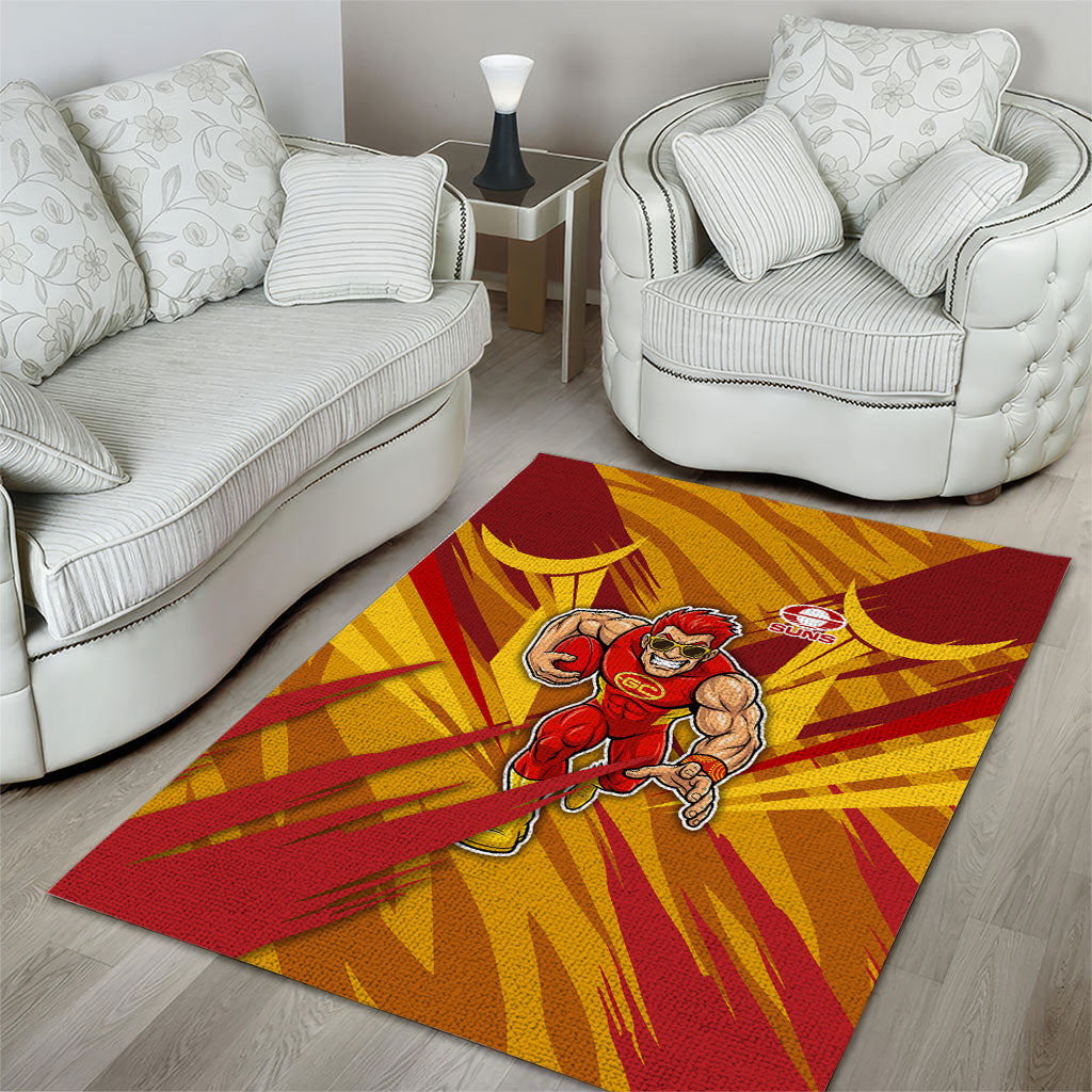 Gold Coast Suns Australian Football Area Rug Heroic Solar Mascot - Bold Team Colors
