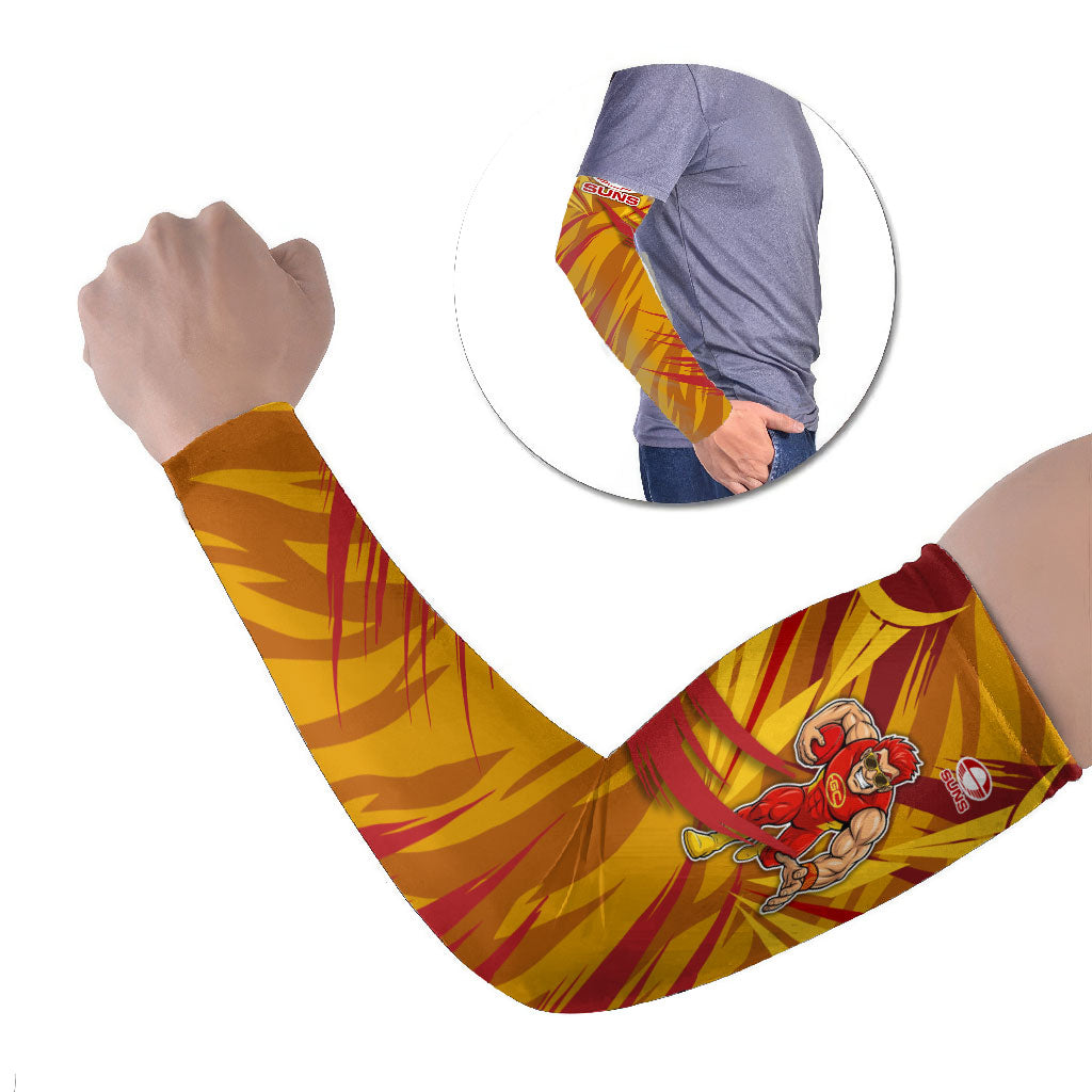 Gold Coast Suns Australian Football Arm Sleeves Heroic Solar Mascot - Bold Team Colors