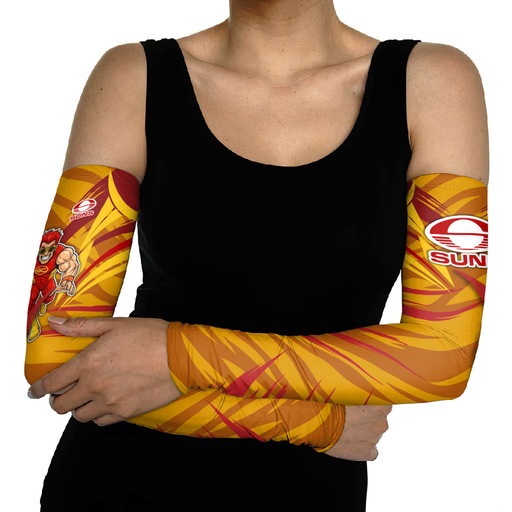 Gold Coast Suns Australian Football Arm Sleeves Heroic Solar Mascot - Bold Team Colors