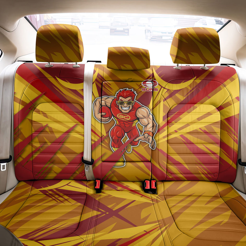 Gold Coast Suns Australian Football Back Car Seat Cover Heroic Solar Mascot - Bold Team Colors