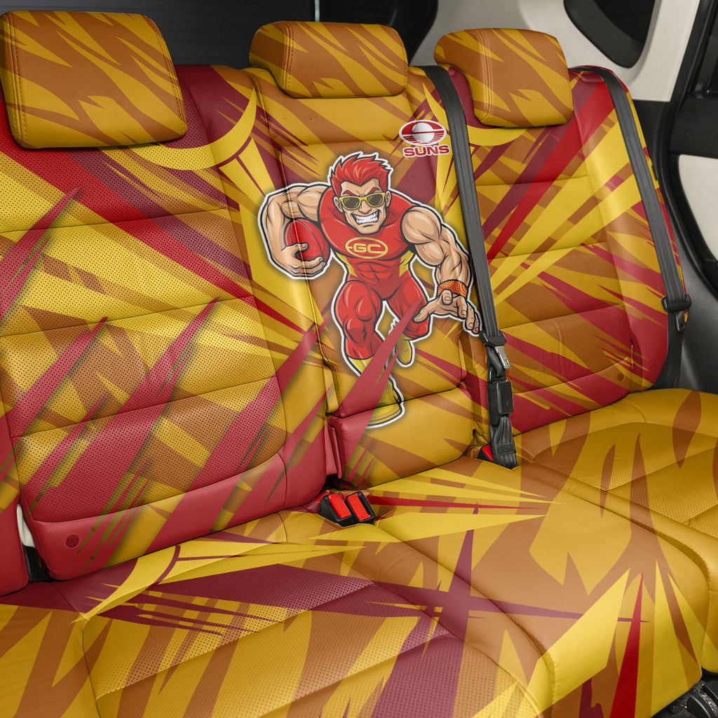 Gold Coast Suns Australian Football Back Car Seat Cover Heroic Solar Mascot - Bold Team Colors