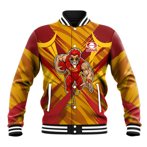 Gold Coast Suns Australian Football Baseball Jacket Heroic Solar Mascot - Bold Team Colors