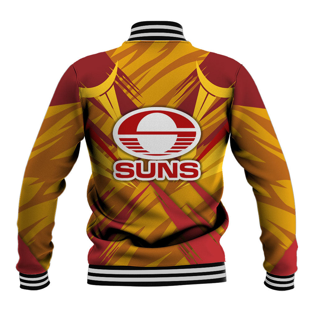 Gold Coast Suns Australian Football Baseball Jacket Heroic Solar Mascot - Bold Team Colors