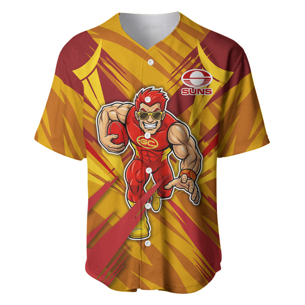 Gold Coast Suns Australian Football Baseball Jersey Heroic Solar Mascot - Bold Team Colors