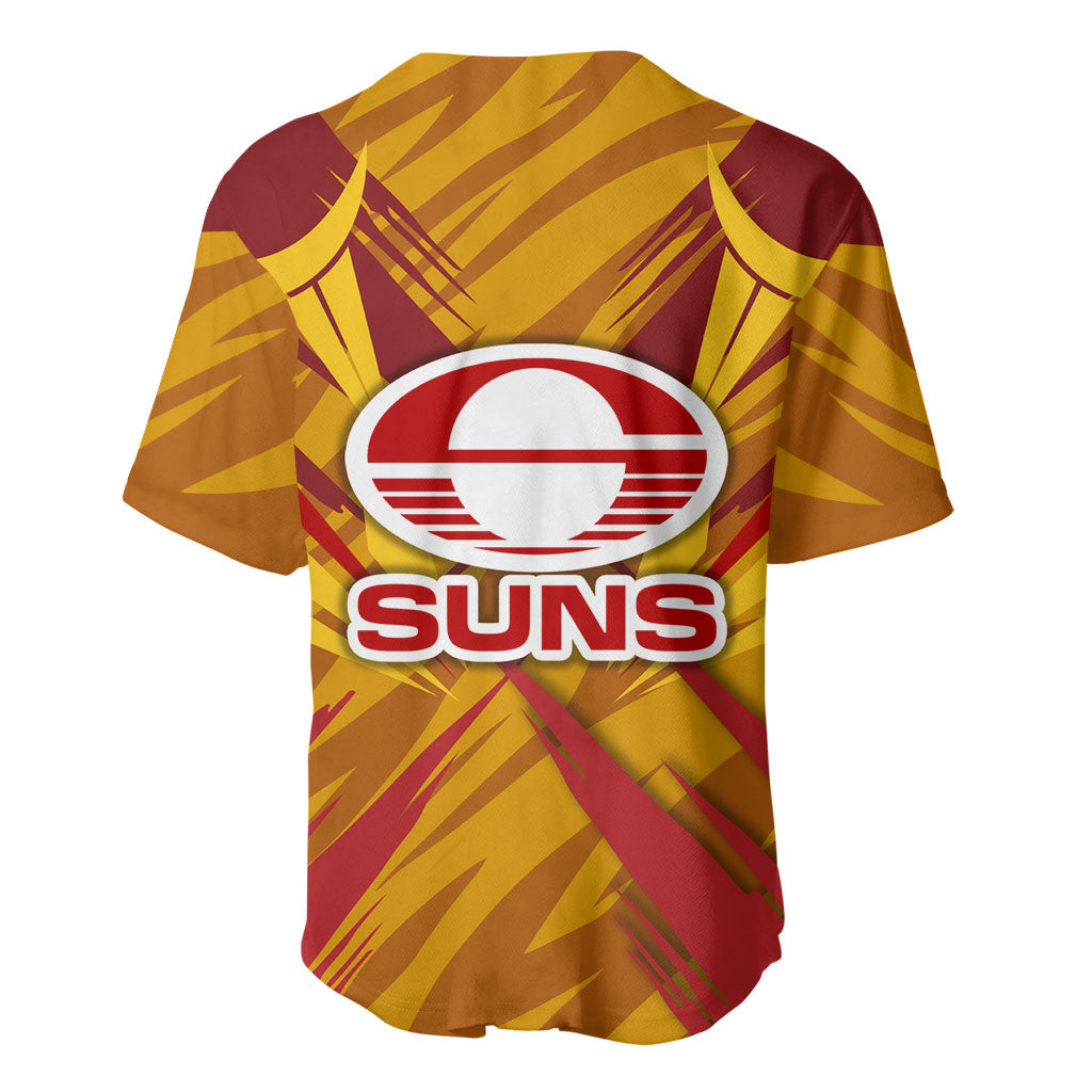 Gold Coast Suns Australian Football Baseball Jersey Heroic Solar Mascot - Bold Team Colors