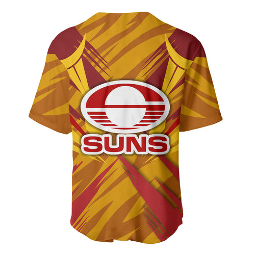 Gold Coast Suns Australian Football Baseball Jersey Heroic Solar Mascot - Bold Team Colors