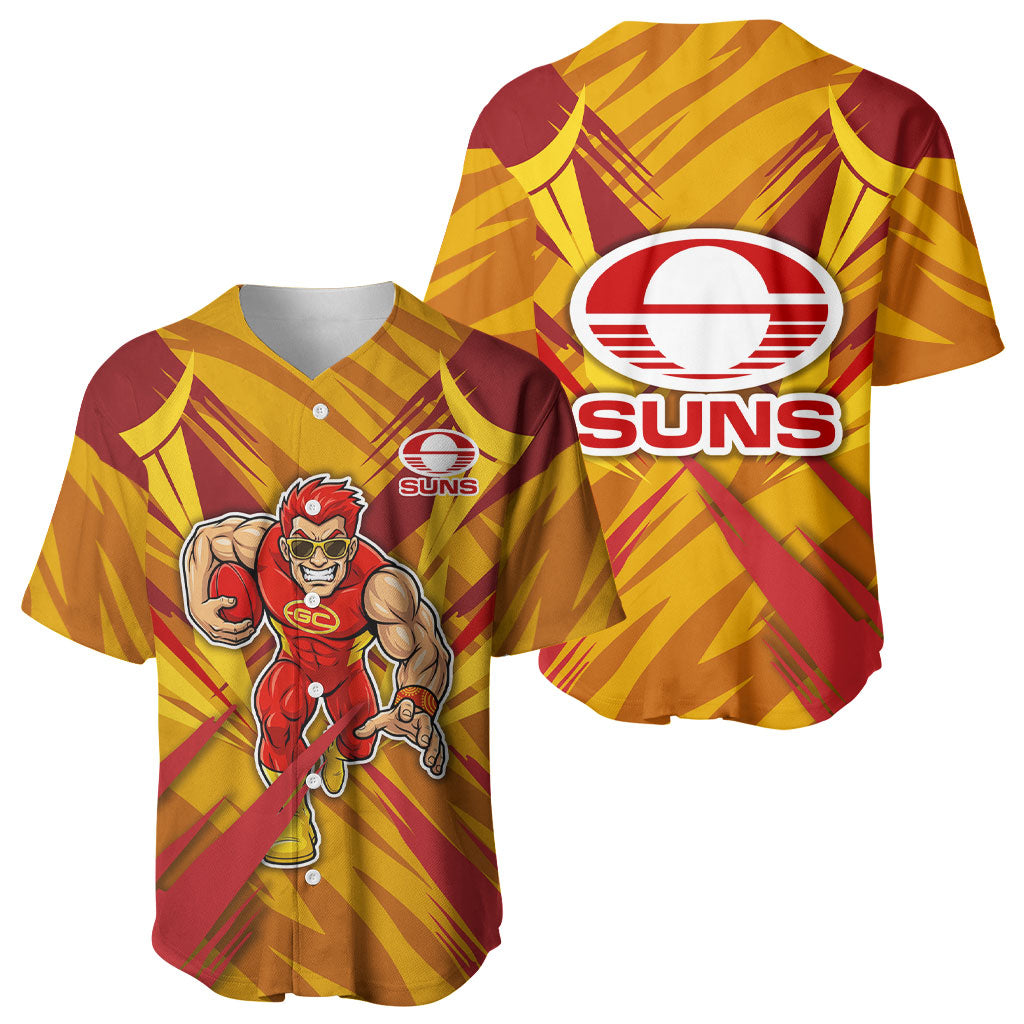 Gold Coast Suns Australian Football Baseball Jersey Heroic Solar Mascot - Bold Team Colors