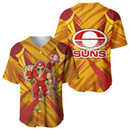 Gold Coast Suns Australian Football Baseball Jersey Heroic Solar Mascot - Bold Team Colors