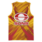 Gold Coast Suns Australian Football Basketball Jersey Heroic Solar Mascot - Bold Team Colors