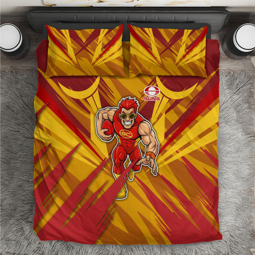 Gold Coast Suns Australian Football Bedding Set Heroic Solar Mascot - Bold Team Colors
