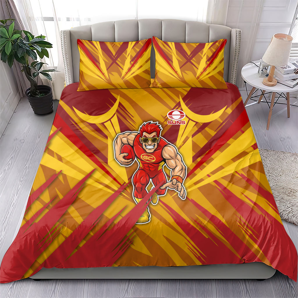 Gold Coast Suns Australian Football Bedding Set Heroic Solar Mascot - Bold Team Colors