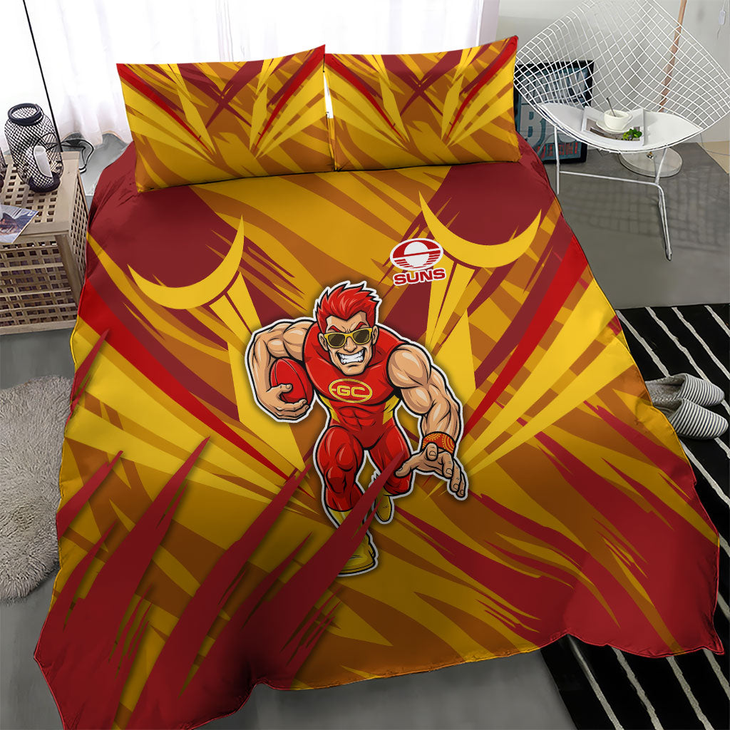 Gold Coast Suns Australian Football Bedding Set Heroic Solar Mascot - Bold Team Colors