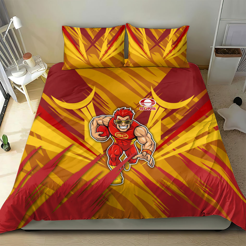 Gold Coast Suns Australian Football Bedding Set Heroic Solar Mascot - Bold Team Colors