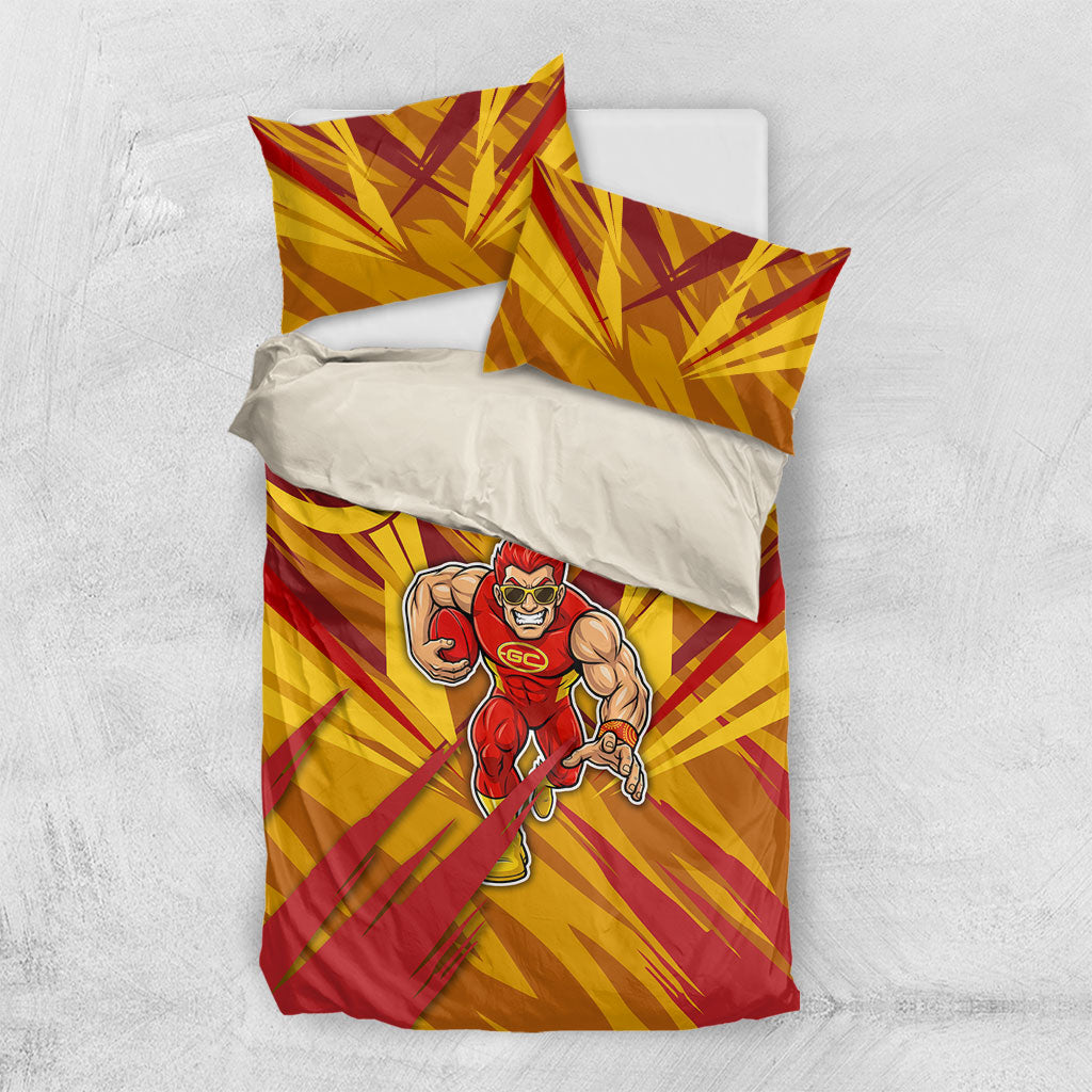Gold Coast Suns Australian Football Bedding Set Heroic Solar Mascot - Bold Team Colors