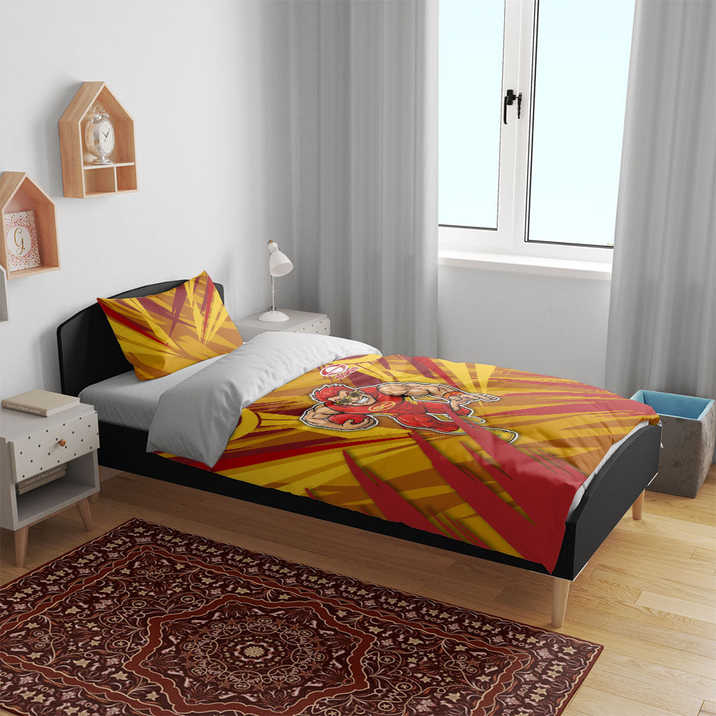 Gold Coast Suns Australian Football Bedding Set Heroic Solar Mascot - Bold Team Colors