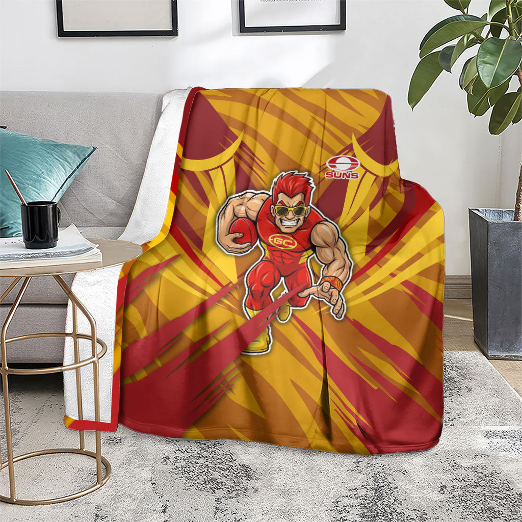 Gold Coast Suns Australian Football Blanket Heroic Solar Mascot - Bold Team Colors