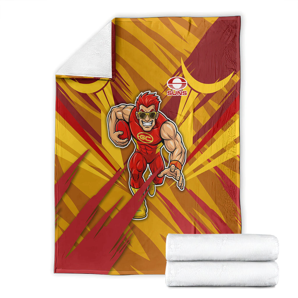 Gold Coast Suns Australian Football Blanket Heroic Solar Mascot - Bold Team Colors