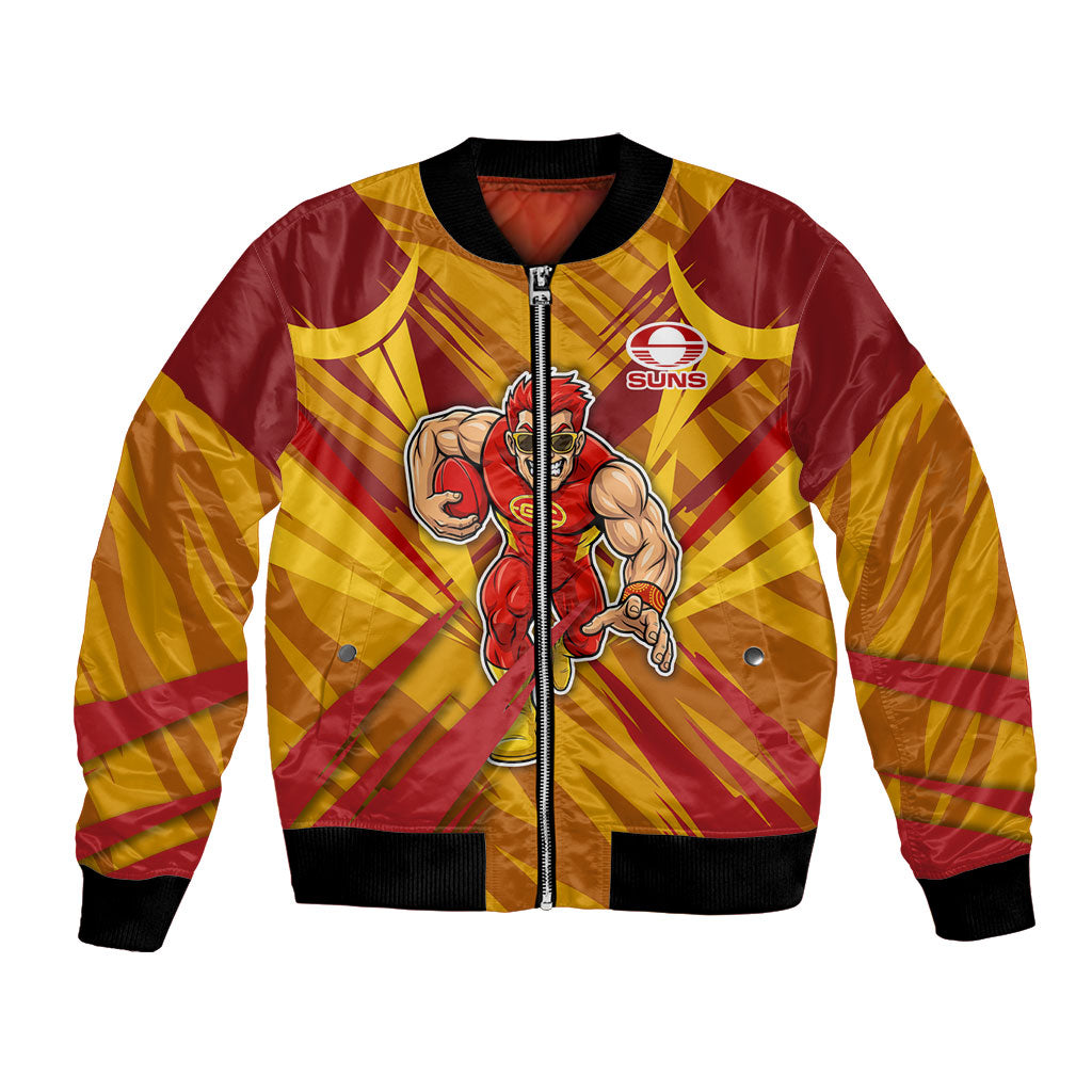 Gold Coast Suns Australian Football Bomber Jacket Heroic Solar Mascot - Bold Team Colors