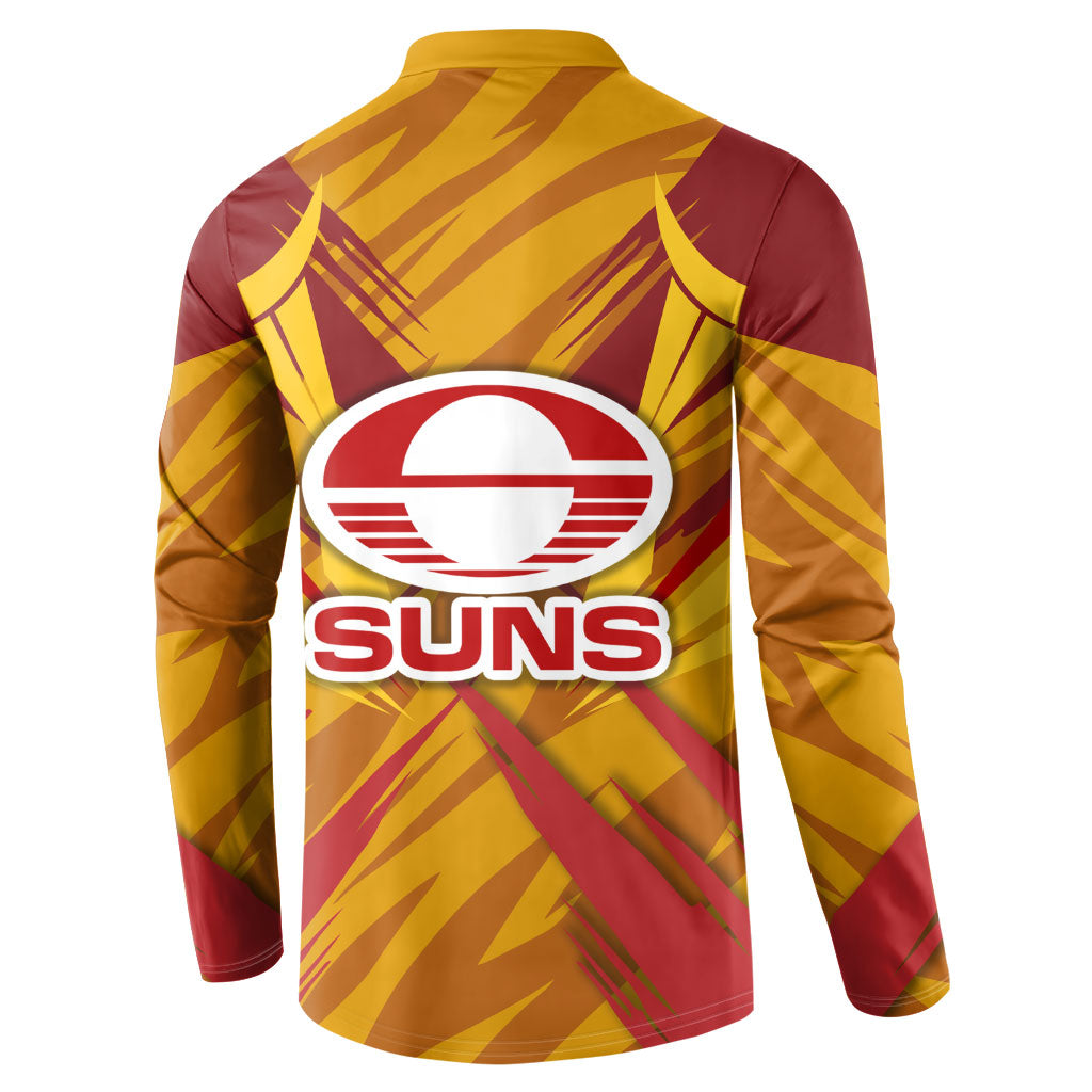 Gold Coast Suns Australian Football Button Sweatshirt Heroic Solar Mascot - Bold Team Colors