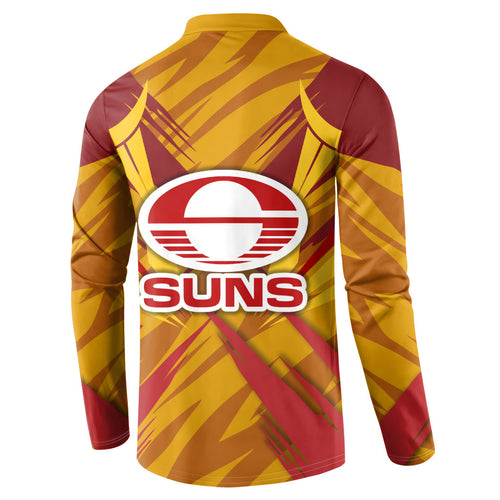 Gold Coast Suns Australian Football Button Sweatshirt Heroic Solar Mascot - Bold Team Colors