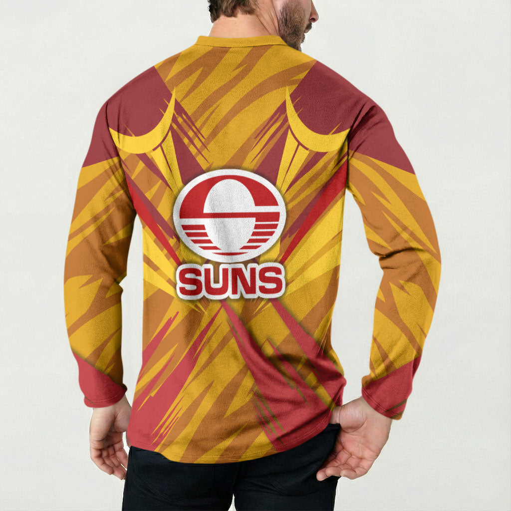 Gold Coast Suns Australian Football Button Sweatshirt Heroic Solar Mascot - Bold Team Colors