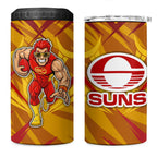 Gold Coast Suns Australian Football 4 in 1 Can Cooler Tumbler Heroic Solar Mascot - Bold Team Colors