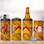 Gold Coast Suns Australian Football 4 in 1 Can Cooler Tumbler Heroic Solar Mascot - Bold Team Colors