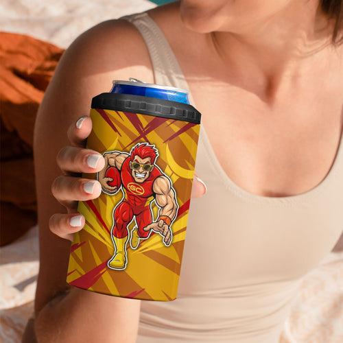 Gold Coast Suns Australian Football 4 in 1 Can Cooler Tumbler Heroic Solar Mascot - Bold Team Colors