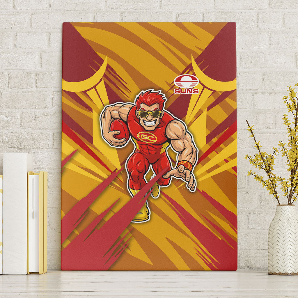 Gold Coast Suns Australian Football Canvas Wall Art Heroic Solar Mascot - Bold Team Colors