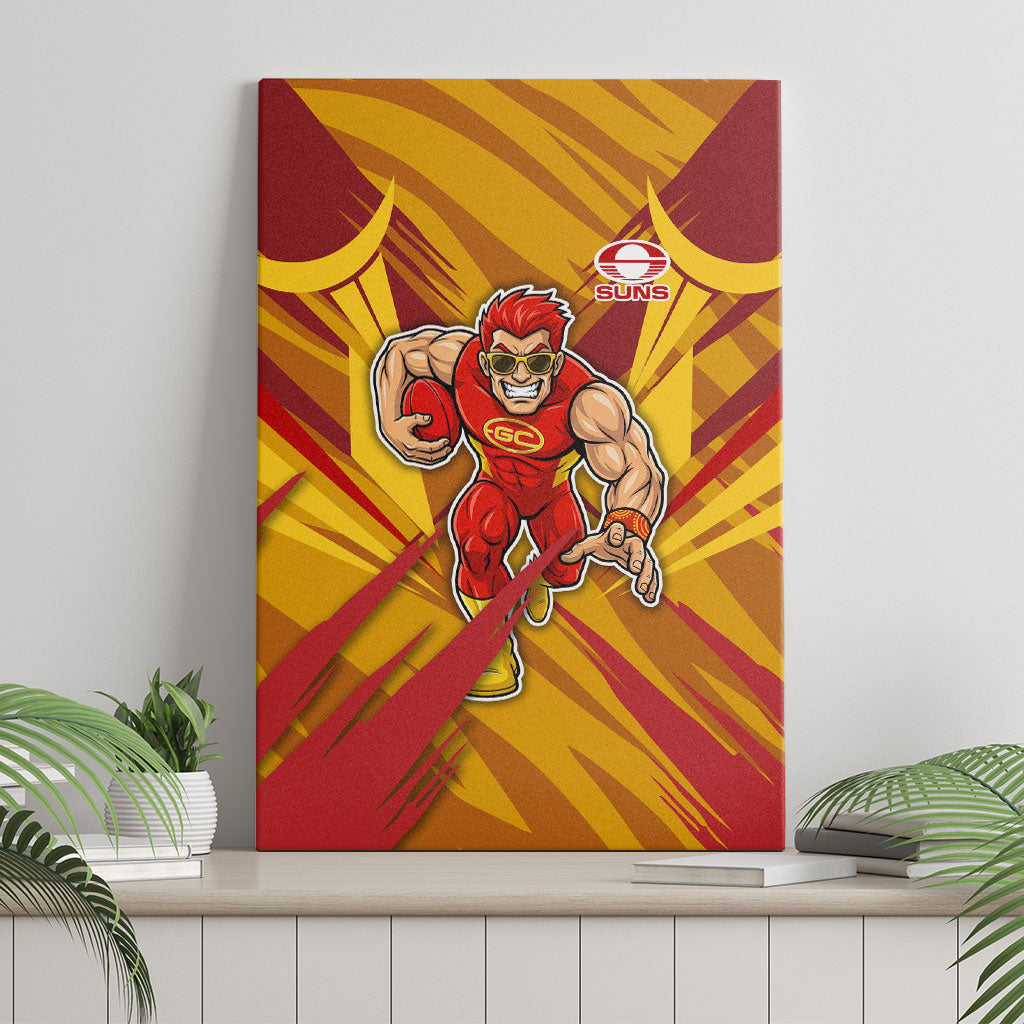 Gold Coast Suns Australian Football Canvas Wall Art Heroic Solar Mascot - Bold Team Colors