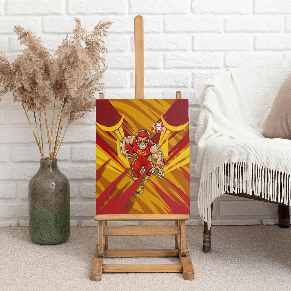 Gold Coast Suns Australian Football Canvas Wall Art Heroic Solar Mascot - Bold Team Colors