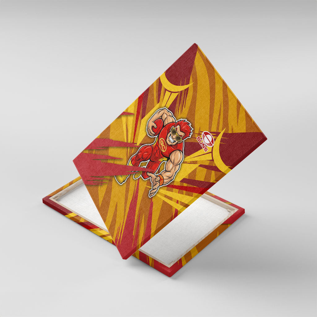Gold Coast Suns Australian Football Canvas Wall Art Heroic Solar Mascot - Bold Team Colors