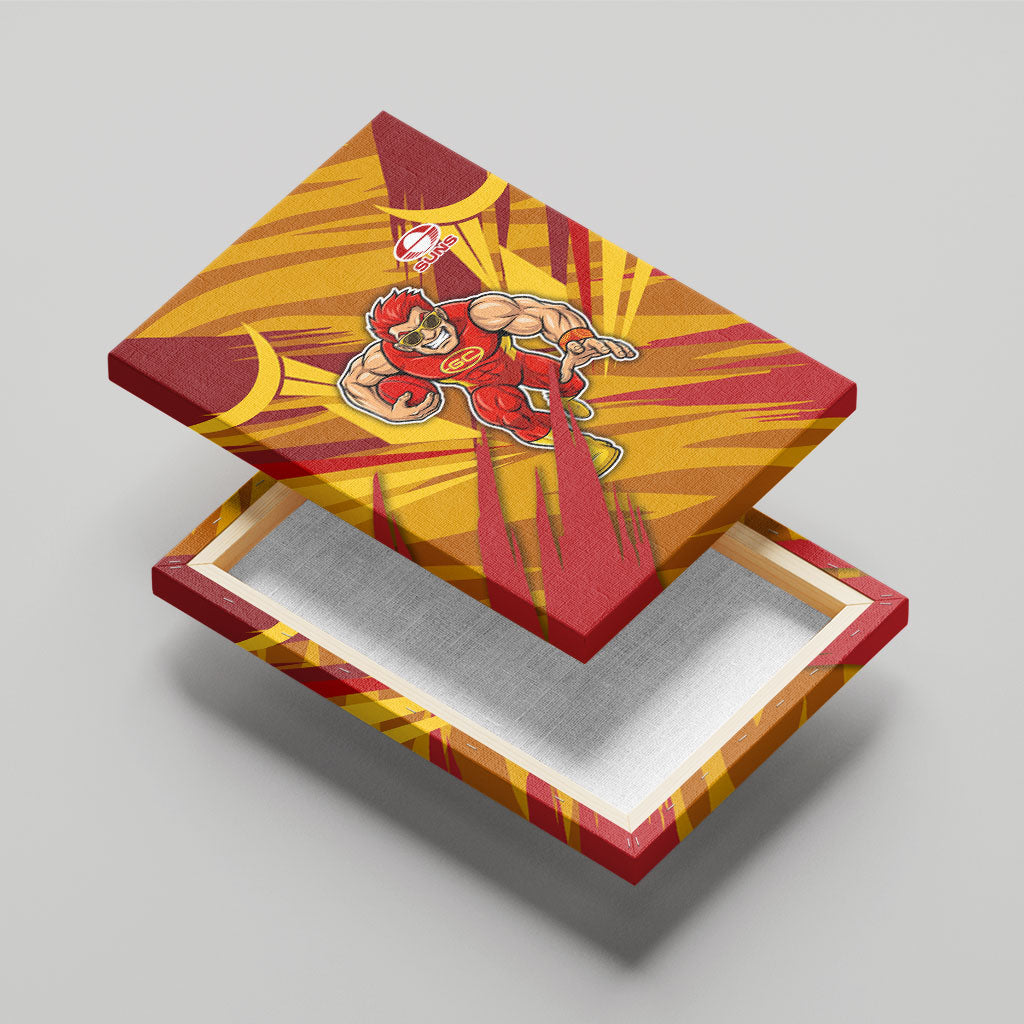 Gold Coast Suns Australian Football Canvas Wall Art Heroic Solar Mascot - Bold Team Colors