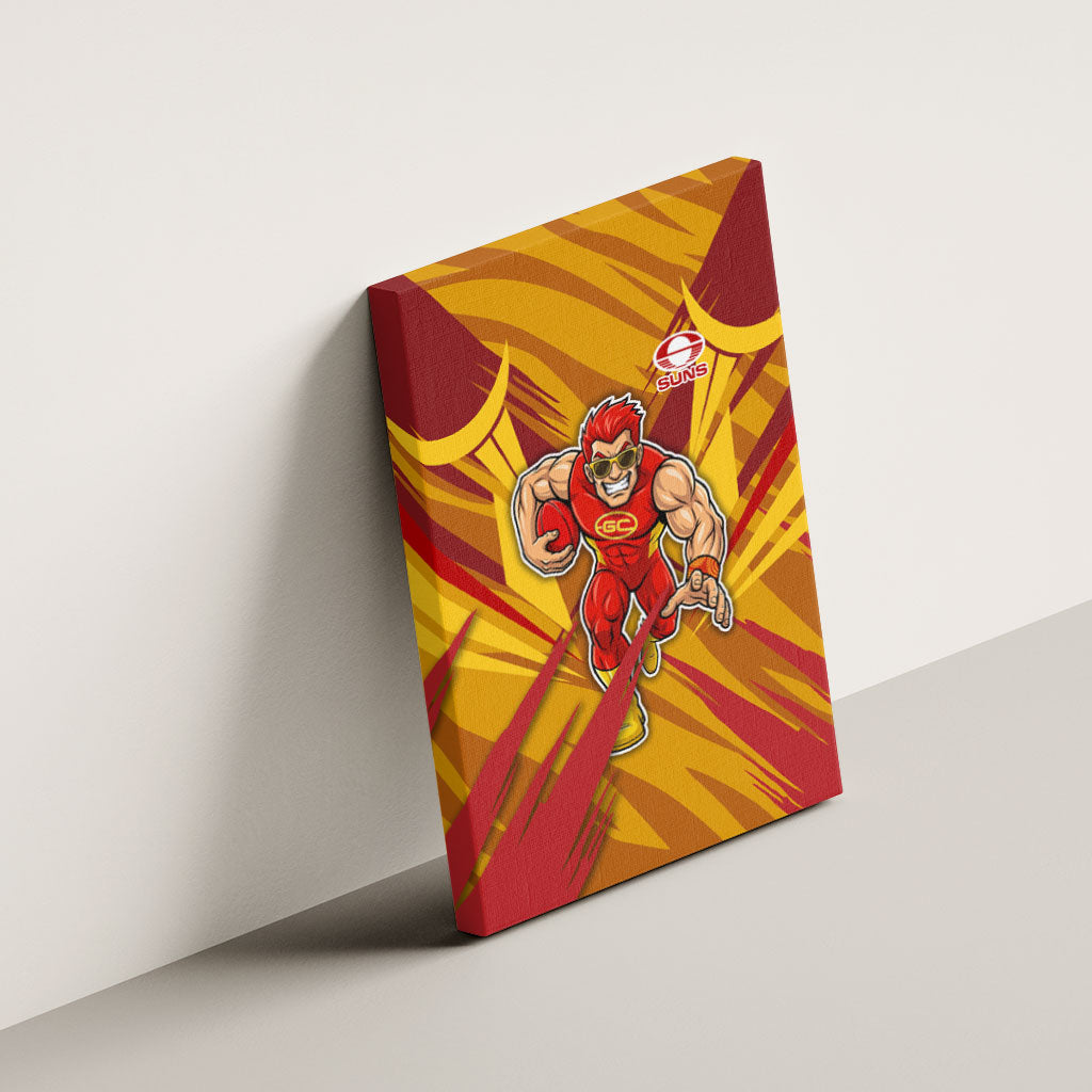 Gold Coast Suns Australian Football Canvas Wall Art Heroic Solar Mascot - Bold Team Colors