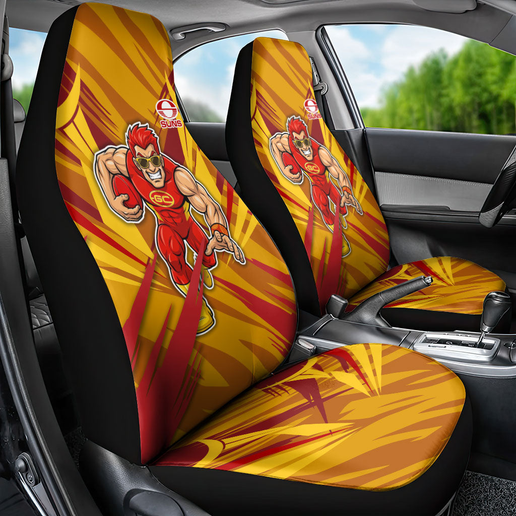 Gold Coast Suns Australian Football Car Seat Cover Heroic Solar Mascot - Bold Team Colors