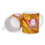 Gold Coast Suns Australian Football Ceramic Mug Heroic Solar Mascot - Bold Team Colors