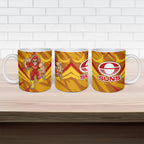 Gold Coast Suns Australian Football Ceramic Mug Heroic Solar Mascot - Bold Team Colors