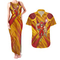 Gold Coast Suns Australian Football Couples Matching Tank Maxi Dress and Hawaiian Shirt Heroic Solar Mascot - Bold Team Colors