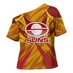 Gold Coast Suns Australian Football Cross Shoulder Shirt Heroic Solar Mascot - Bold Team Colors