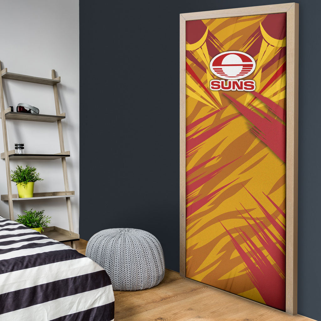 Gold Coast Suns Australian Football Door Cover Heroic Solar Mascot - Bold Team Colors