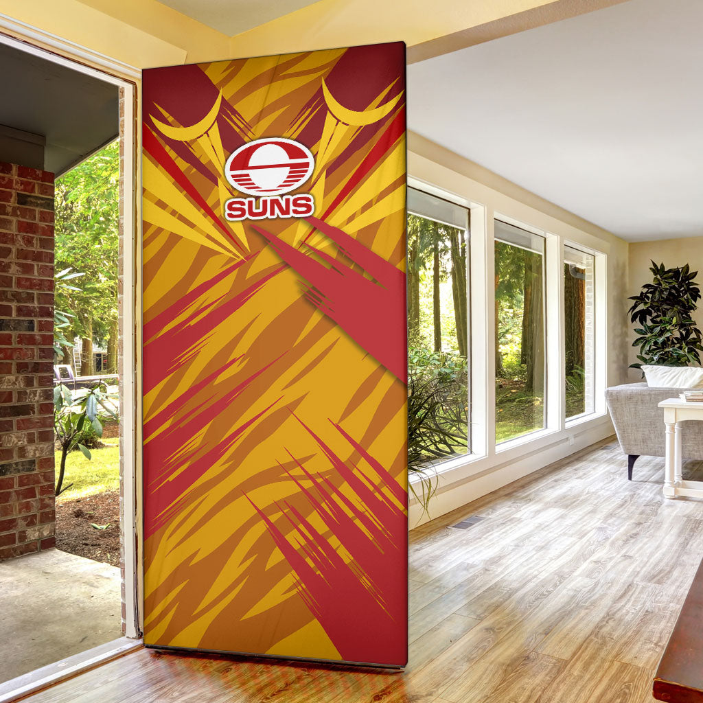 Gold Coast Suns Australian Football Door Cover Heroic Solar Mascot - Bold Team Colors