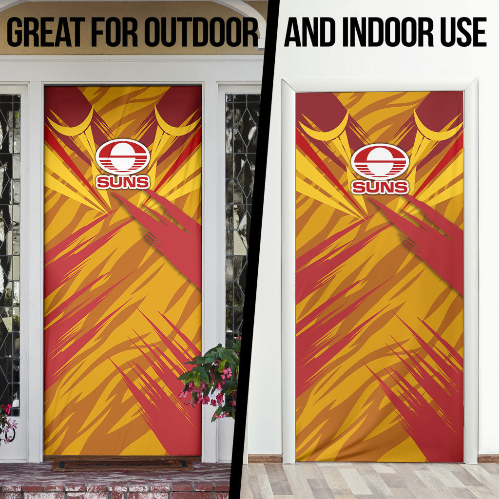 Gold Coast Suns Australian Football Door Cover Heroic Solar Mascot - Bold Team Colors