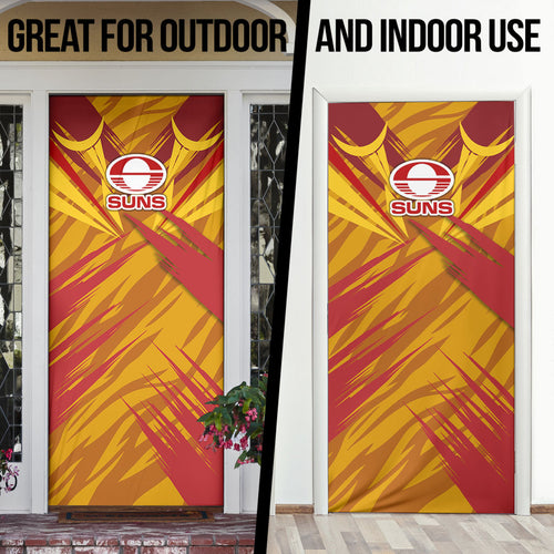 Gold Coast Suns Australian Football Door Cover Heroic Solar Mascot - Bold Team Colors