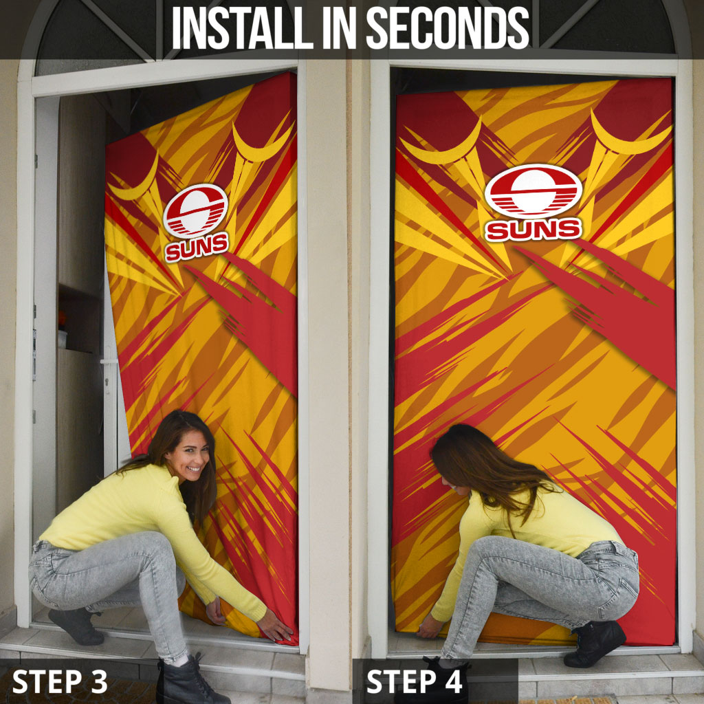 Gold Coast Suns Australian Football Door Cover Heroic Solar Mascot - Bold Team Colors