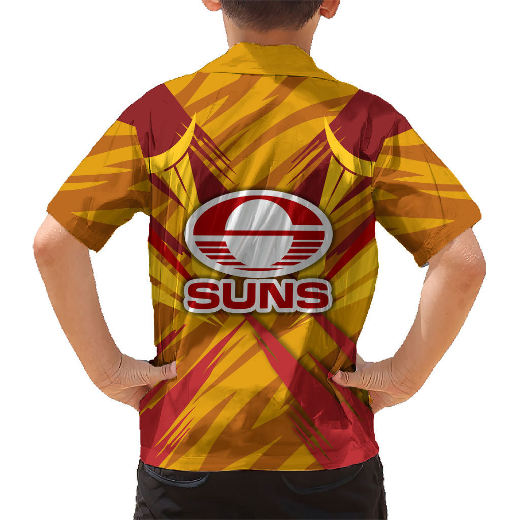 Gold Coast Suns Australian Football Family Matching Mermaid Dress and Hawaiian Shirt Heroic Solar Mascot - Bold Team Colors
