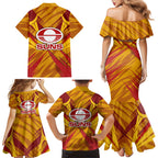 Gold Coast Suns Australian Football Family Matching Mermaid Dress and Hawaiian Shirt Heroic Solar Mascot - Bold Team Colors