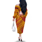 Gold Coast Suns Australian Football Family Matching Off The Shoulder Long Sleeve Dress and Hawaiian Shirt Heroic Solar Mascot - Bold Team Colors