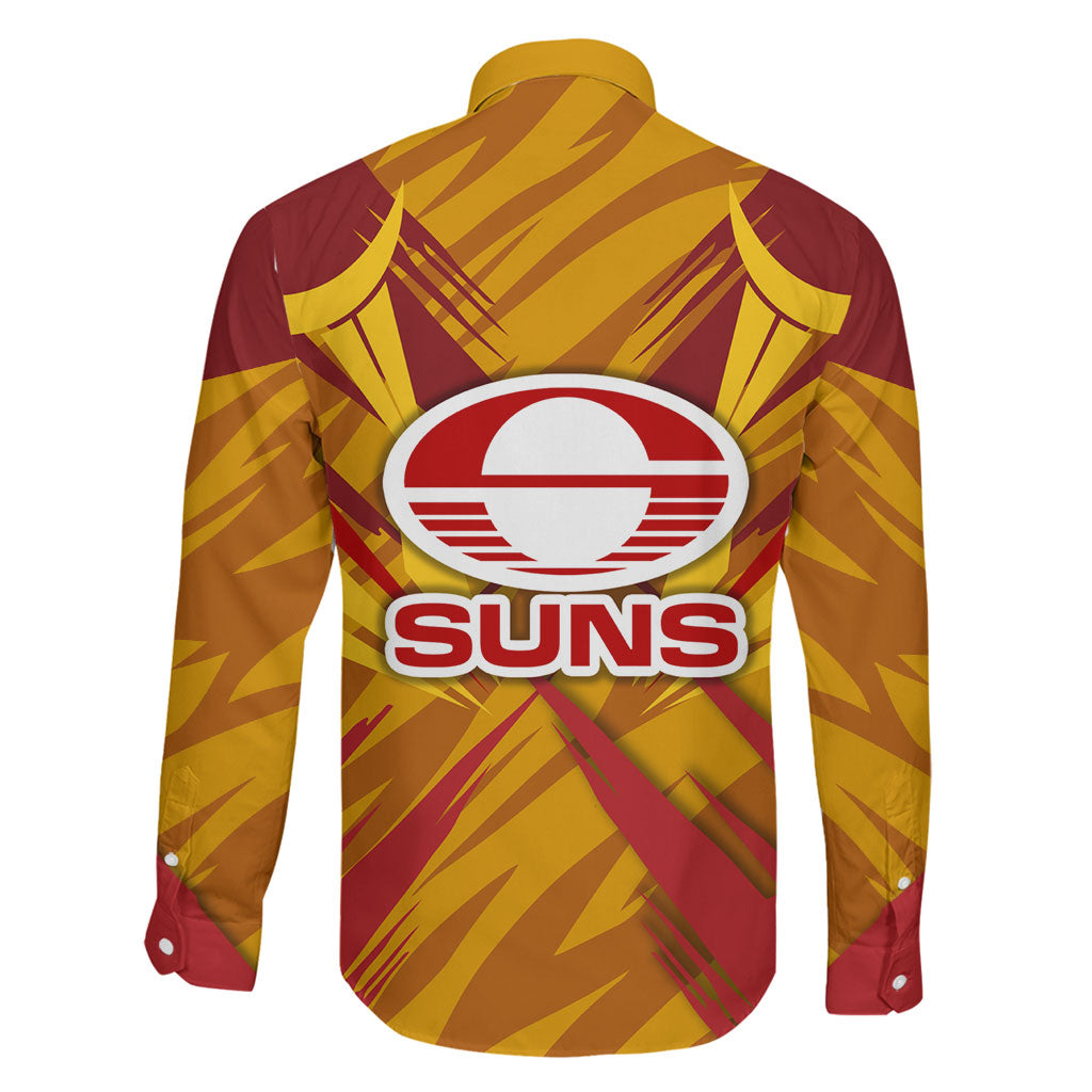 Gold Coast Suns Australian Football Family Matching Short Sleeve Bodycon Dress and Hawaiian Shirt Heroic Solar Mascot - Bold Team Colors