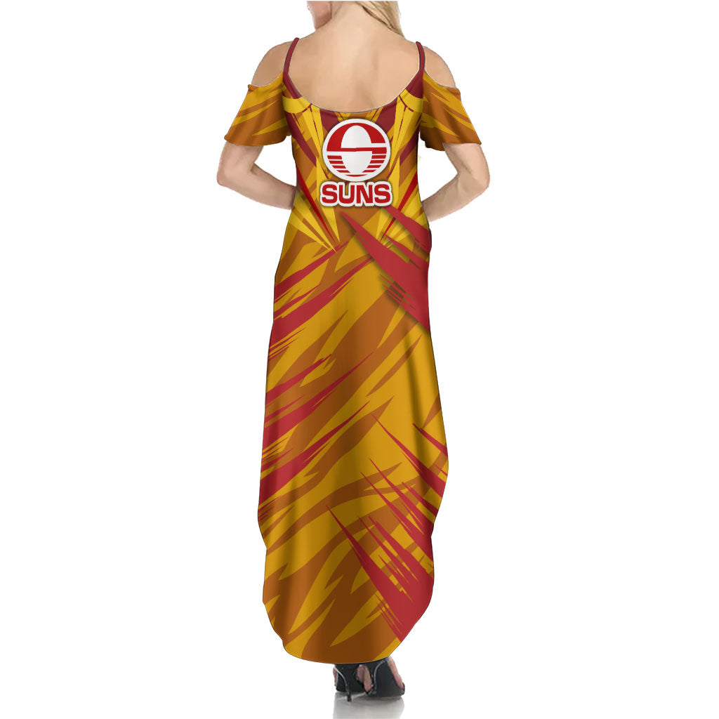 Gold Coast Suns Australian Football Family Matching Summer Maxi Dress and Hawaiian Shirt Heroic Solar Mascot - Bold Team Colors