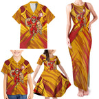 Gold Coast Suns Australian Football Family Matching Tank Maxi Dress and Hawaiian Shirt Heroic Solar Mascot - Bold Team Colors